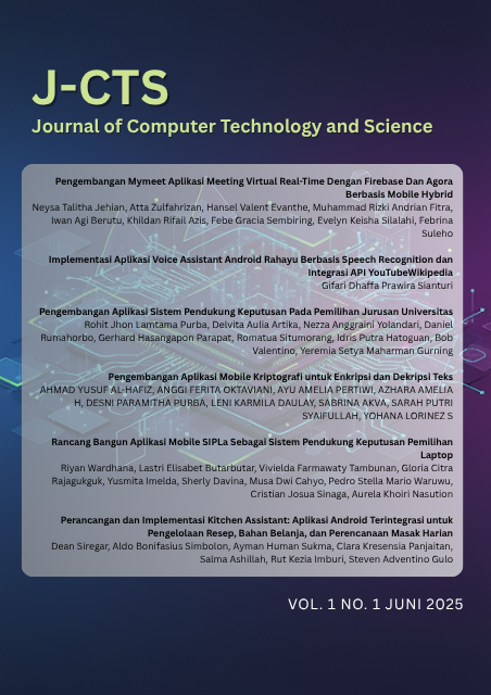 					Lihat Vol 1 No 1 (2025): Journal Of Computer Technology and Science (J-CTS)
				